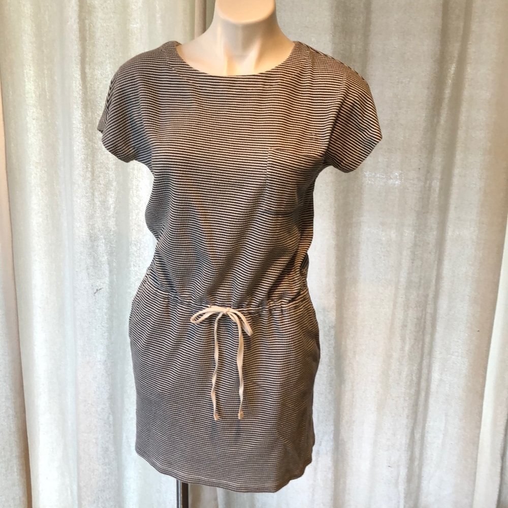 Lou & Grey cotton striped drawstring mini dress